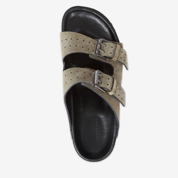 Kooples suede leather khaki slide sandal NIB Size 40 - Picture 6 of 14